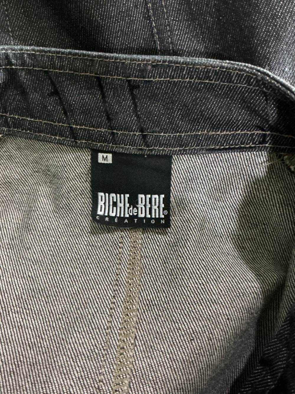 Biche de Bere Vintage Black Denim Long Jacket M - Picture 6 of 7